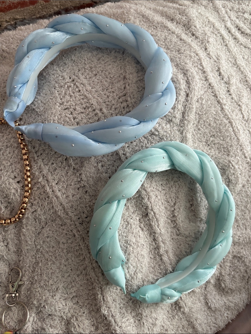 Chic Aqua and blue Braided Headband set of 2